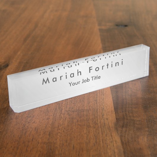 Plain Elegant Modern Minimalist Gray Naambordje (Zijkant)