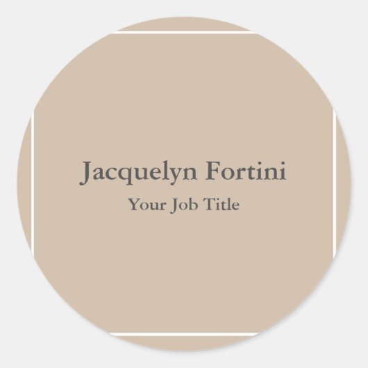 Plain Elegant Modern minimalist Ronde Sticker (Voorkant)