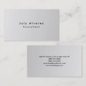 Plain Elegant Modern Minimalist Silver Grey Visitekaartje (Voorkant / Achterkant)