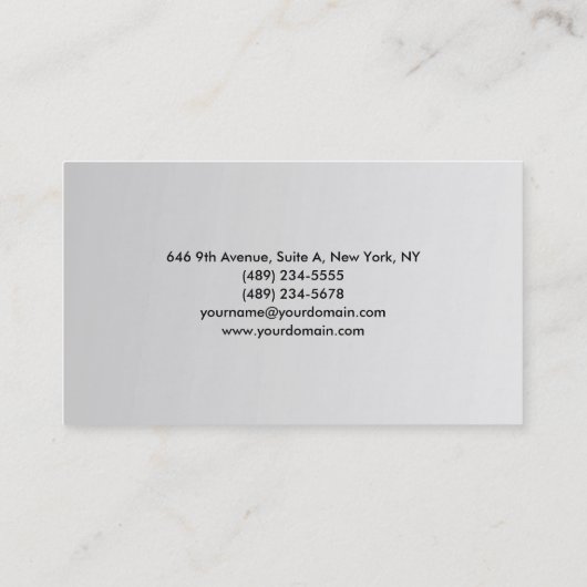 Plain Elegant Modern Minimalist Silver Grey Visitekaartje (Achterkant)