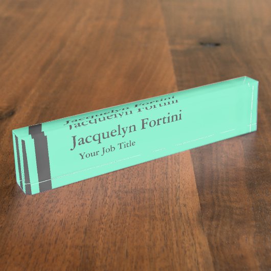 Plain Elegant Modern minimalistisch Blauw Naambordje (Zijkant)