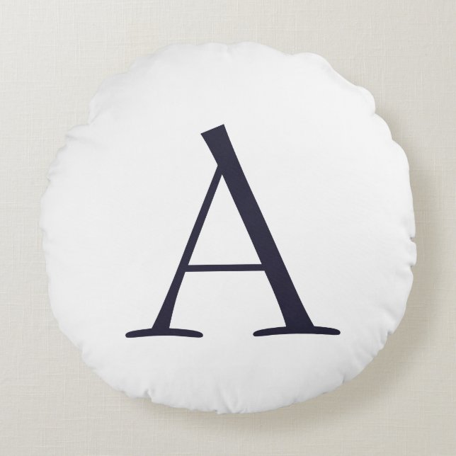 Plain Elegant Modern Monogram Initiaal Rond Kussen (Voorkant)