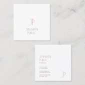Plain Elegant Modern Monogram Trendy Design Luxury Vierkante Visitekaartje (Voorkant / Achterkant)