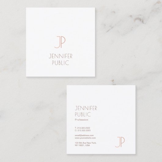 Plain Elegant Modern Monogram Trendy Design Luxury Vierkante Visitekaartje (Voorkant / Achterkant)