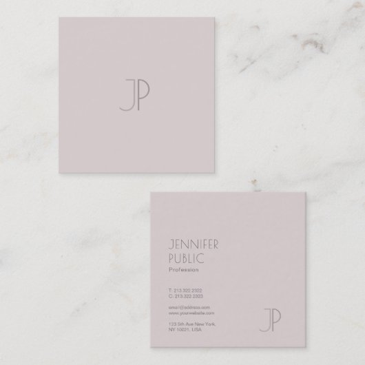 Plain Elegant Modern Trendy Design Monogram Luxe Vierkante Visitekaartje (Voorkant / Achterkant)