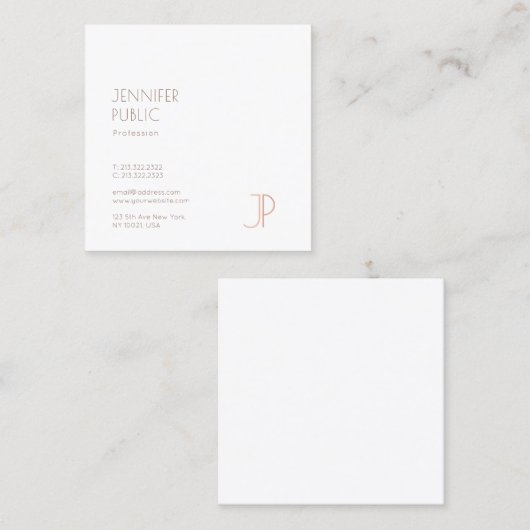 Plain Elegant Modern Trendy Design Monogram Luxe Vierkante Visitekaartje (Voorkant / Achterkant)