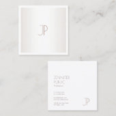 Plain Elegant Modern Trendy Design Monogram Silver Vierkante Visitekaartje (Voorkant / Achterkant)