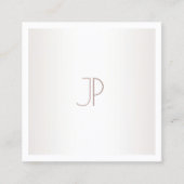 Plain Elegant Modern Trendy Design Monogram Silver Vierkante Visitekaartje (Voorkant)