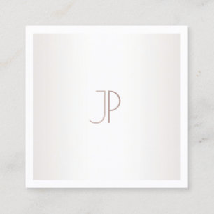 Plain Elegant Modern Trendy Design Monogram Silver Vierkante Visitekaartje