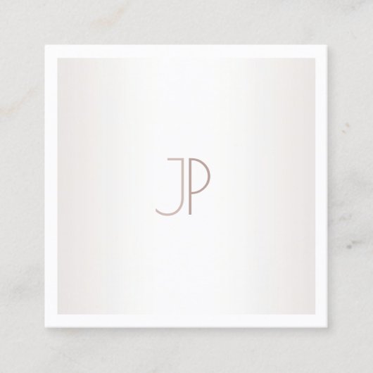 Plain Elegant Modern Trendy Design Monogram Silver Vierkante Visitekaartje (Voorkant)