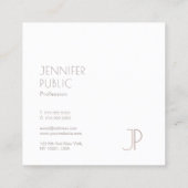 Plain Elegant Modern Trendy Design Monogram Silver Vierkante Visitekaartje (Achterkant)