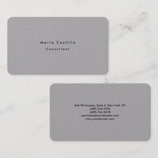 Plain Elegant Premium Grijs Minimalistisch Modern Visitekaartje (Voorkant / Achterkant)