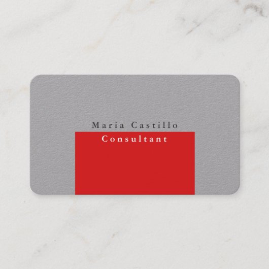 Plain Elegant Rood Grijs Modern Minimalistisch Des Visitekaartje (Voorkant)