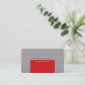 Plain Elegant Rood Grijs Modern Minimalistisch Des Visitekaartje (Staand voorkant)