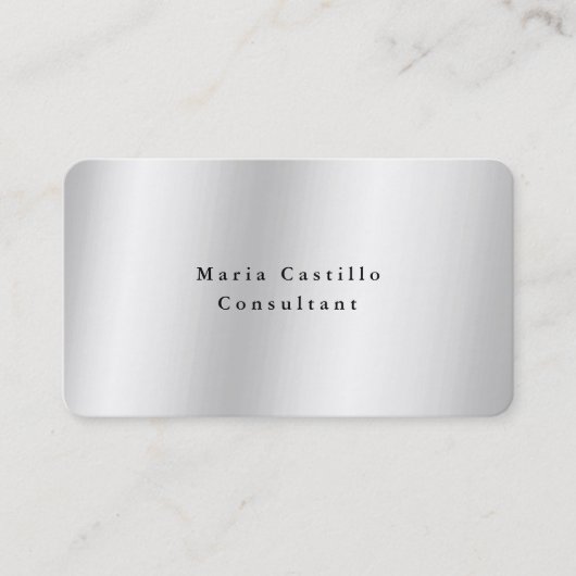 Plain Elegant Silver Gray Minimalist Modern Visitekaartje (Voorkant)