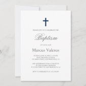 Plain Elegant Simple Navy Blue Cross Baptisme Kaart (Voorkant)