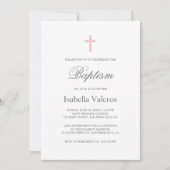 Plain Elegant Simple Pink Cross Baptisme Kaart (Voorkant)