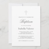 Plain Elegant Simple Silver Grey Cross Baptisme Kaart (Voorkant)