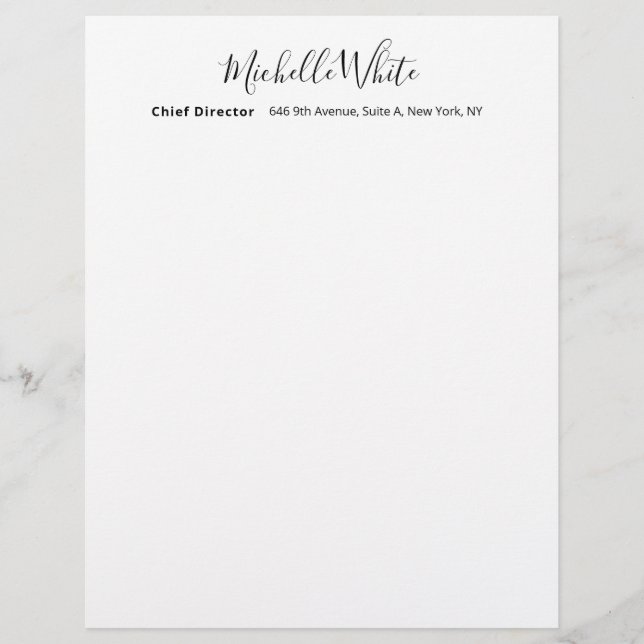  Plain Elegant White Professional Modern Briefhoofd (Voorkant)