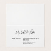 Plain Elegant White Professional Modern Visitekaartje (Buitenkant ongevouwen)