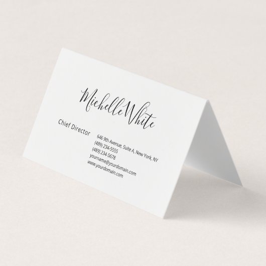 Plain Elegant White Professional Modern Visitekaartje (Voorkant)