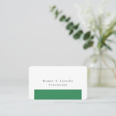 Plain Elegant Zee Groen Wit Minimalistisch Ontwerp Visitekaartje (Staand voorkant)