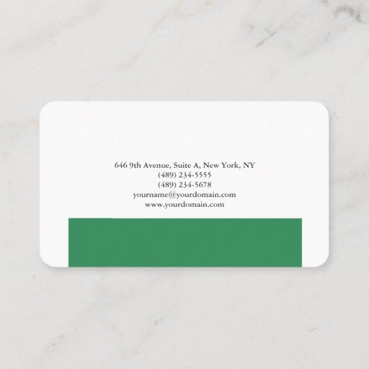 Plain Elegant Zee Groen Wit Minimalistisch Ontwerp Visitekaartje (Achterkant)