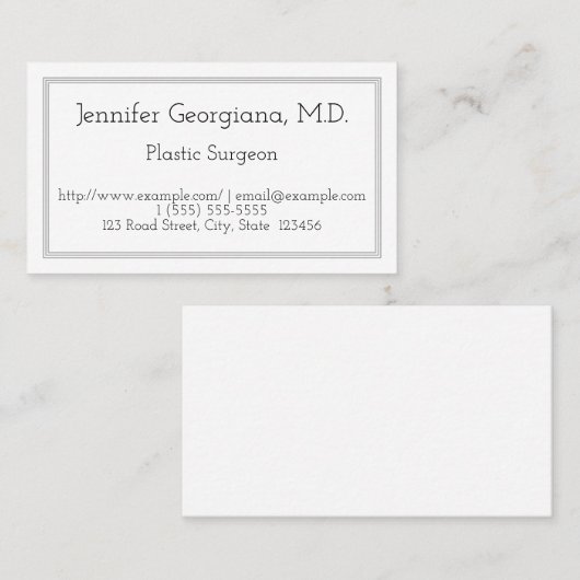 Plain en elegant Visitekaartje voor plastische chi (Voorkant / Achterkant)