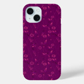 Plain floral pattern retro burgundy Case-Mate iPhone case (Achterkant)