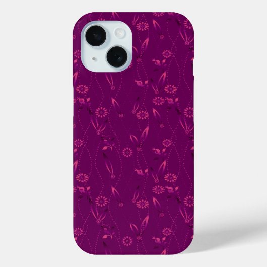 Plain floral pattern retro burgundy Case-Mate iPhone case (Achterkant)