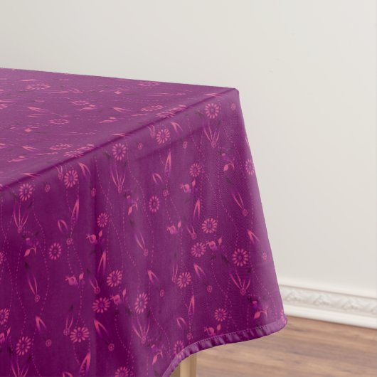 Plain floral pattern retro burgundy tafelkleed (Voorbeeld)