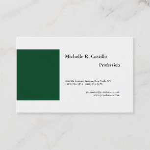 Plain Forest Green White Minimalistische Moderne S Visitekaartje