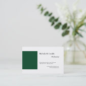 Plain Forest Green White Minimalistische Moderne S Visitekaartje (Staand voorkant)