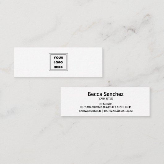 Plain Generic Custom Logo Modern Minimal Mini Visitekaartje (Voorkant / Achterkant)