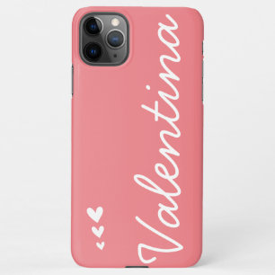 Plain Girly Pink Hearts Aangepaste naam Stijlvolle iPhone 11Pro Max Hoesje