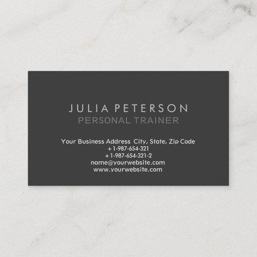 Plain Gray Fitness Modern Personal Trainer Visitekaartje (Achterkant)