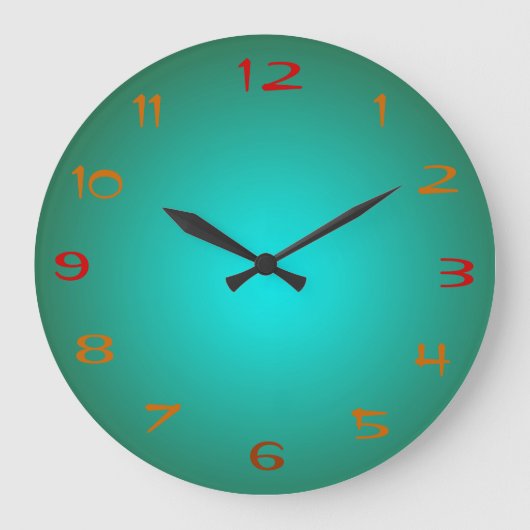 Plain Green/Aqua Illuminated Design>Kitchen Clocks Grote Klok (Voorkant)