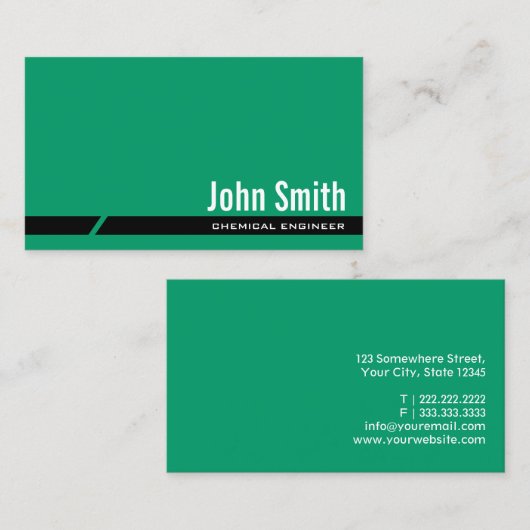Plain Green Chemical Engineer Visitekaartje (Voorkant / Achterkant)