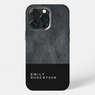 Plain Grey Black Trendy Modern minimalist iPhone 13 Pro Hoesje