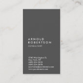Plain Grey Black Trendy Monogram Visitekaartje (Achterkant)