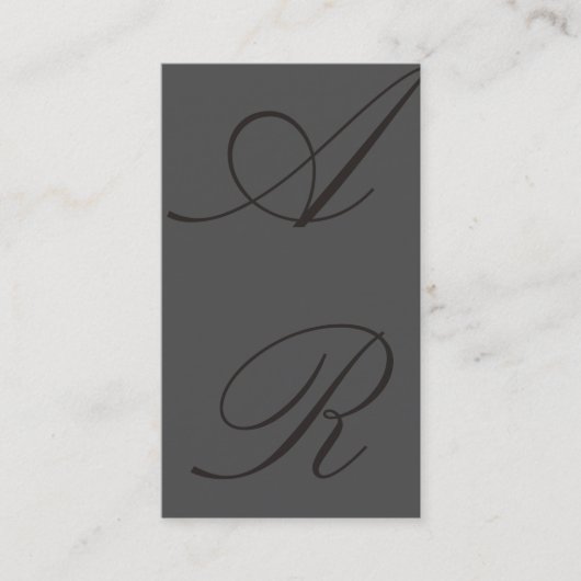 Plain Grey Black Trendy Monogram Visitekaartje (Voorkant)