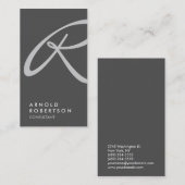 Plain Grey Trendy Monogram Visitekaartje (Voorkant / Achterkant)