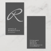 Plain Grey Trendy Monogram Visitekaartje (Voorkant / Achterkant)