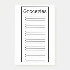 Plain Grocery List Post it Notes