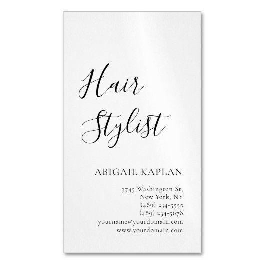 Plain Hair Stylist Modern Minimalist Elegant Magnetisch Visitekaartje (Voorkant Verticaal)