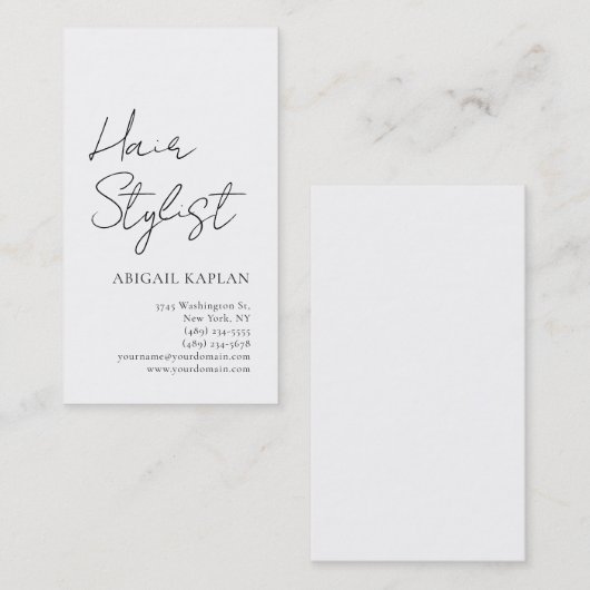 Plain Hair Stylist Modern Minimalist Elegant Visitekaartje (Voorkant / Achterkant)