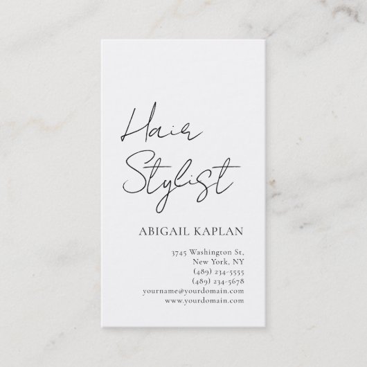 Plain Hair Stylist Modern Minimalist Elegant Visitekaartje (Voorkant)