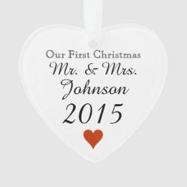 Plain Heart 1st Christmas Mr & Mrs Pas getrouwd Ornament