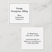 Plain Home Construction Professional-profielkaart Vierkante Visitekaartje (Voorkant / Achterkant)