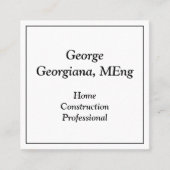 Plain Home Construction Professional-profielkaart Vierkante Visitekaartje (Voorkant)